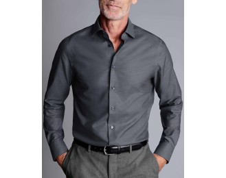 Charcoal Grey Non-Iron Diamond Stretch Texture Shirt