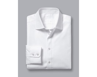 White Semi-Cutaway Collar Egyptian Cotton Twill Shirt
