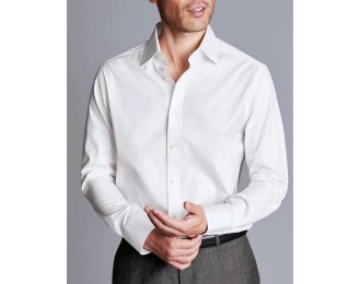 White Semi-Cutaway Collar Egyptian Cotton Twill Shirt