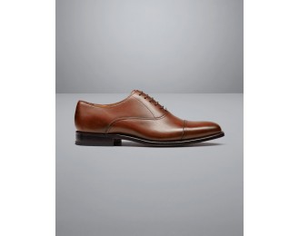 Dark Tan Leather Oxford Shoes